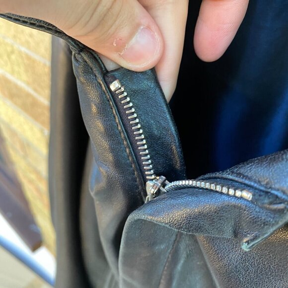 Vintage 1980s Hugo Boss Leather Jacket W/ Lampo Zipper Large Black - Picture 12 of 16